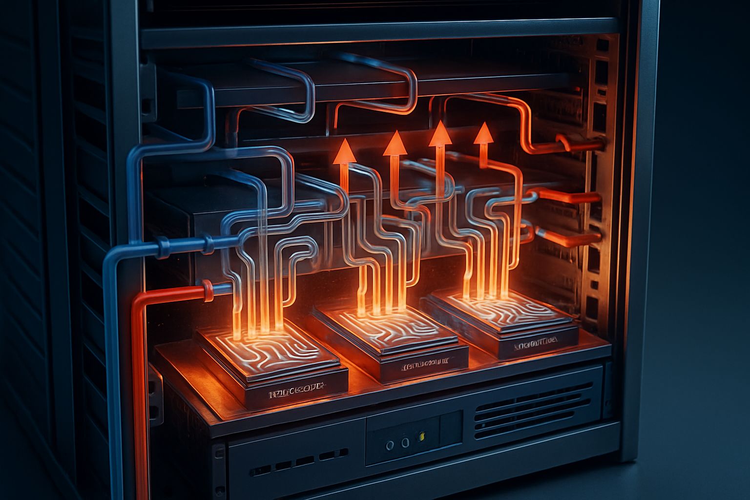 Data center hardware servers using chip-level microfluidic cooling technology