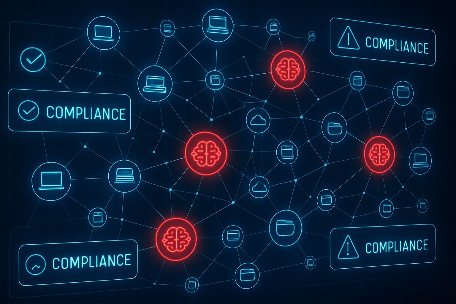 corporate network map showing shadow AI usage and compliance gaps