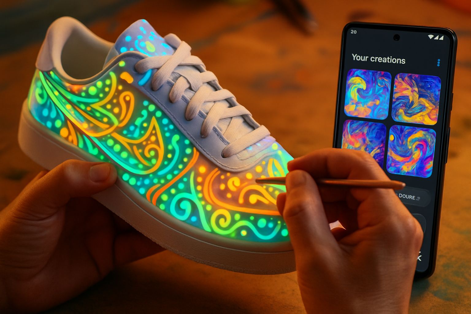 Generative Product Design AI merges digital art with handcrafted Golden Goose sneakers