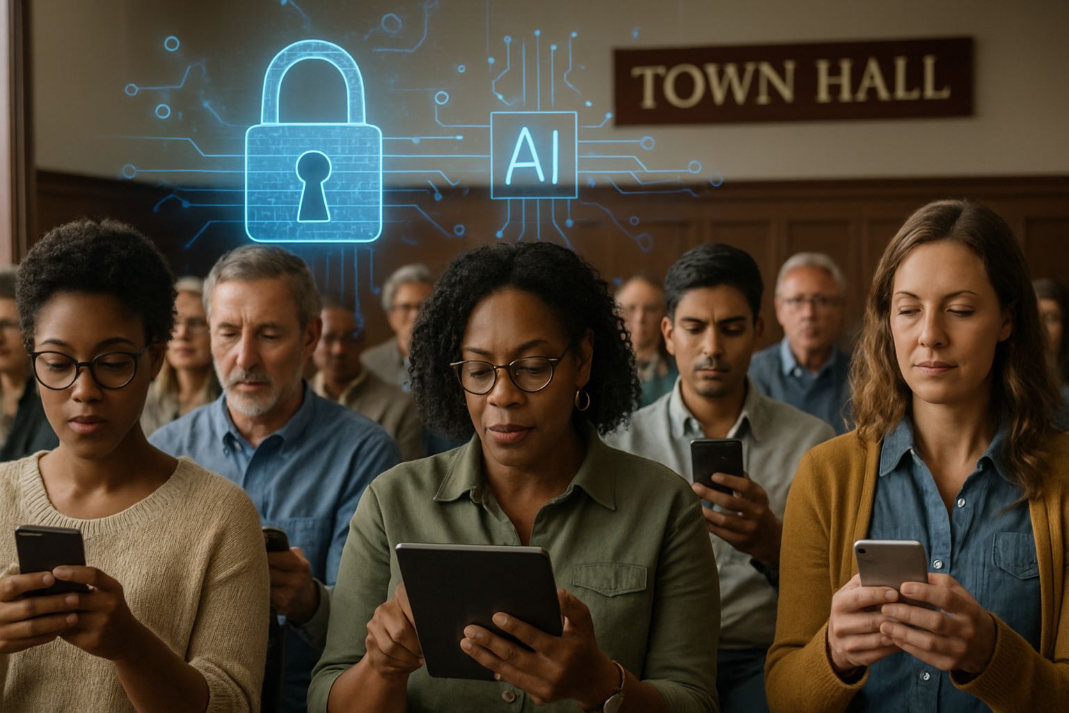 Civic Tech community meeting uses AI for secure and transparent governance.