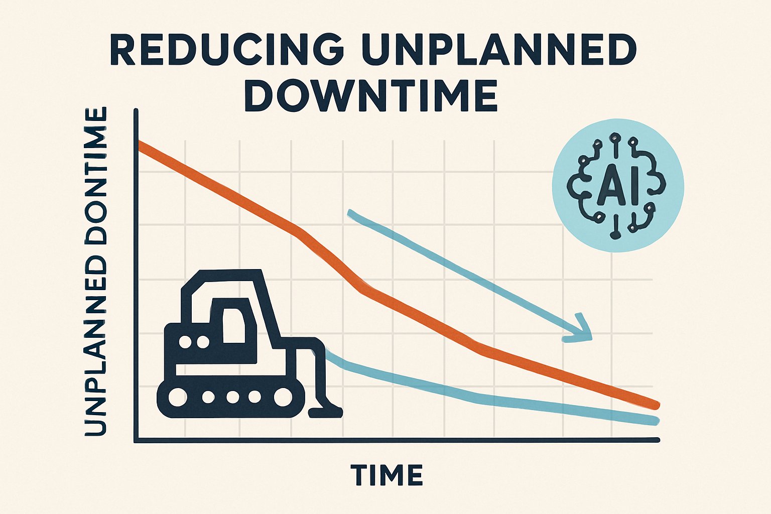 Graph infographic highlighting Predictive Maintenance reducing equipment downtime in manufacturing.