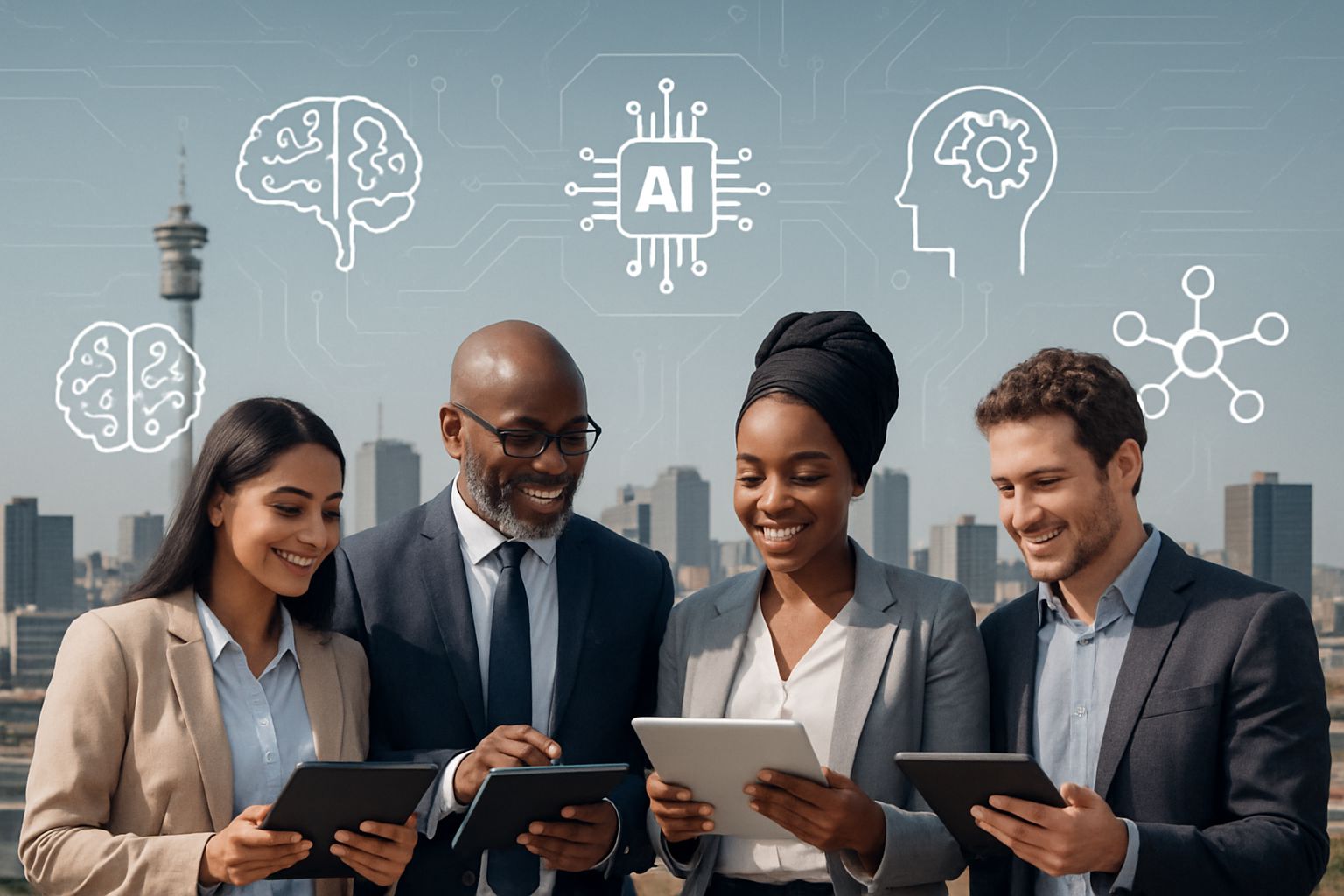 South African professionals collaborating using SA AI Factory AI technology.