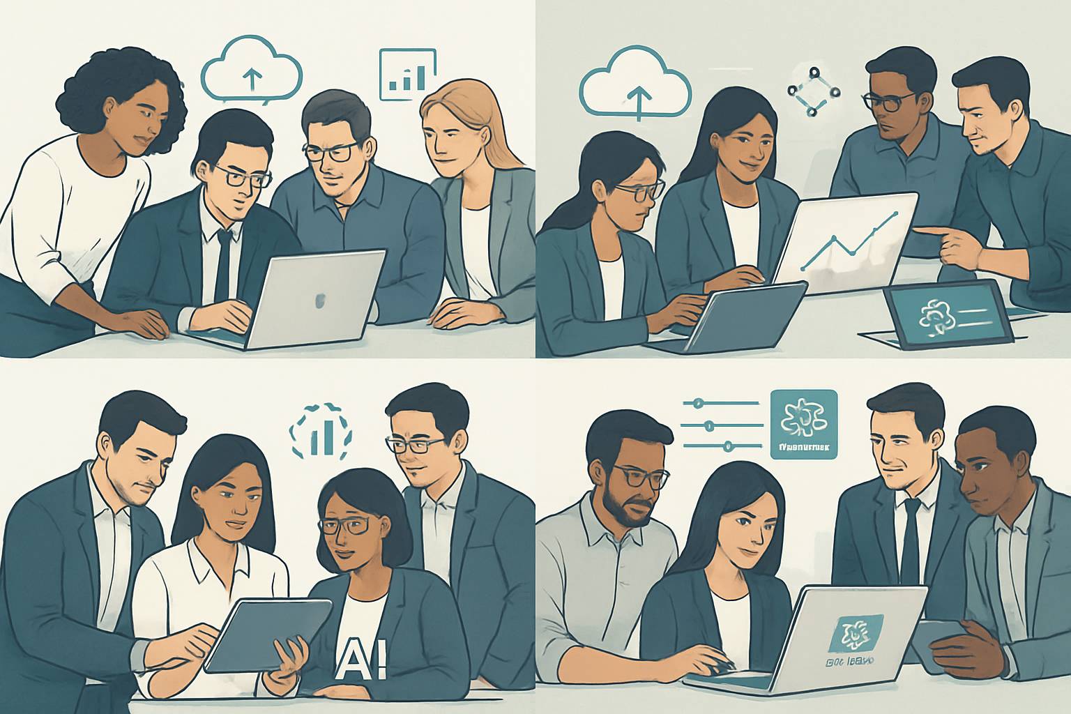 Enterprise team collaborating to achieve higher accuracy flexibility with AI tools.
