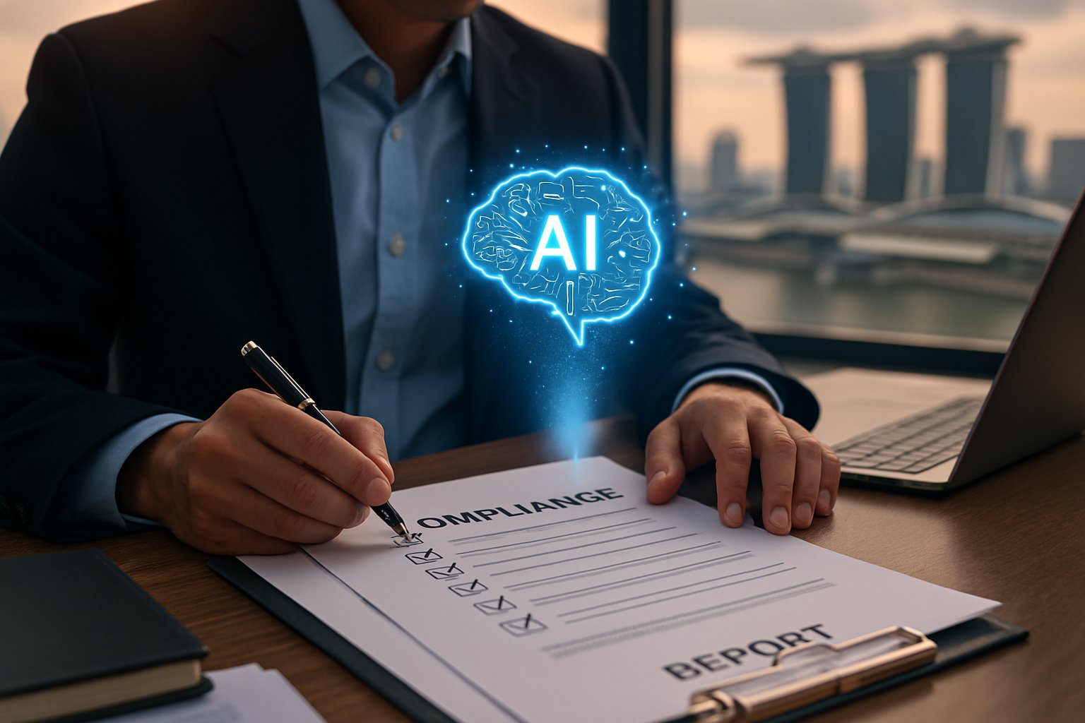 Financial professional evaluating Finance Regulation and AI compliance in Singapore.