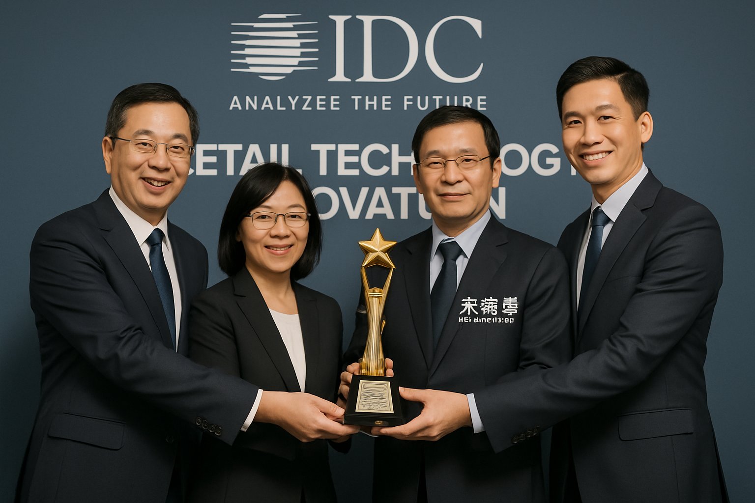 Retail Tech leadership winning IDC award at sleek award ceremony.