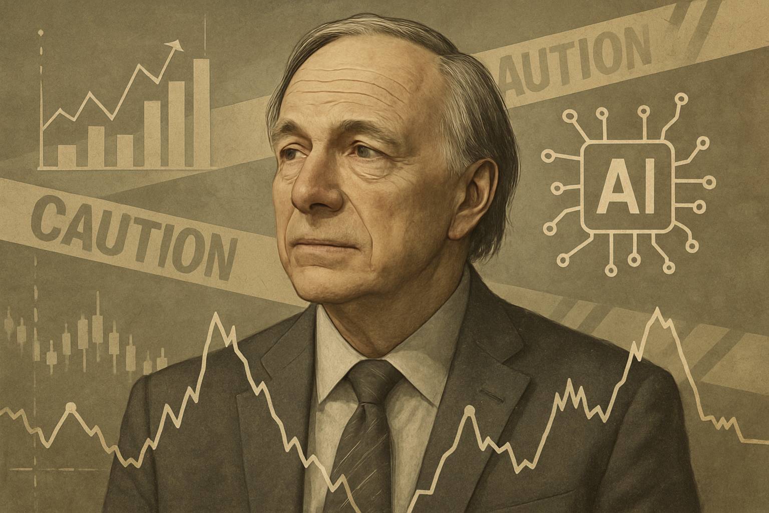 Bridgewater founder warning with leader overseeing AI market volatility and trends