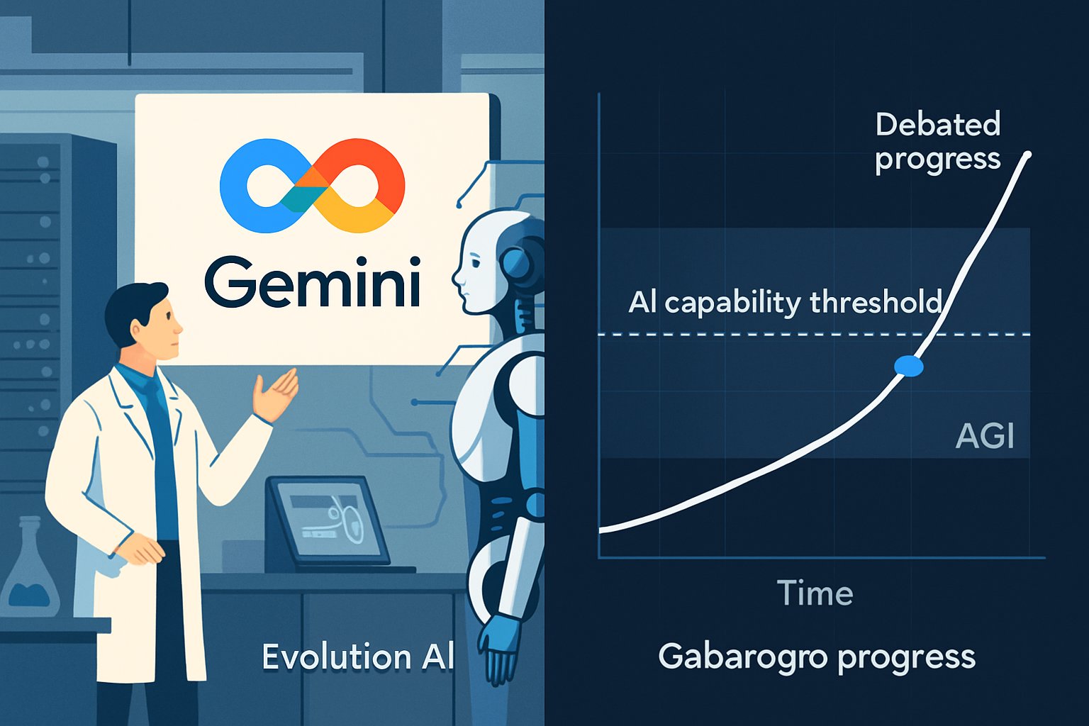 Graphical image comparing Google Gemini advances and the AI capability threshold debate.