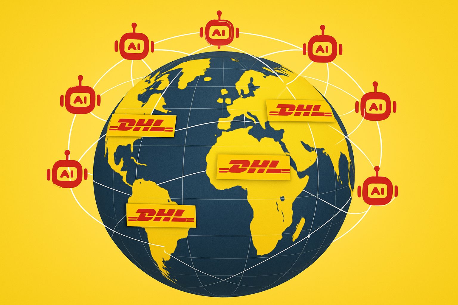 Connected Logistics AI agents across global DHL network visualization