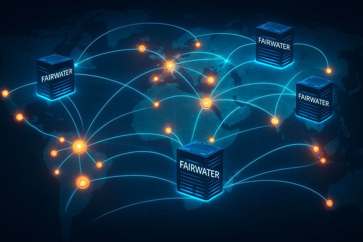 Map of interconnected Fairwater datacenters representing global AI infrastructure.