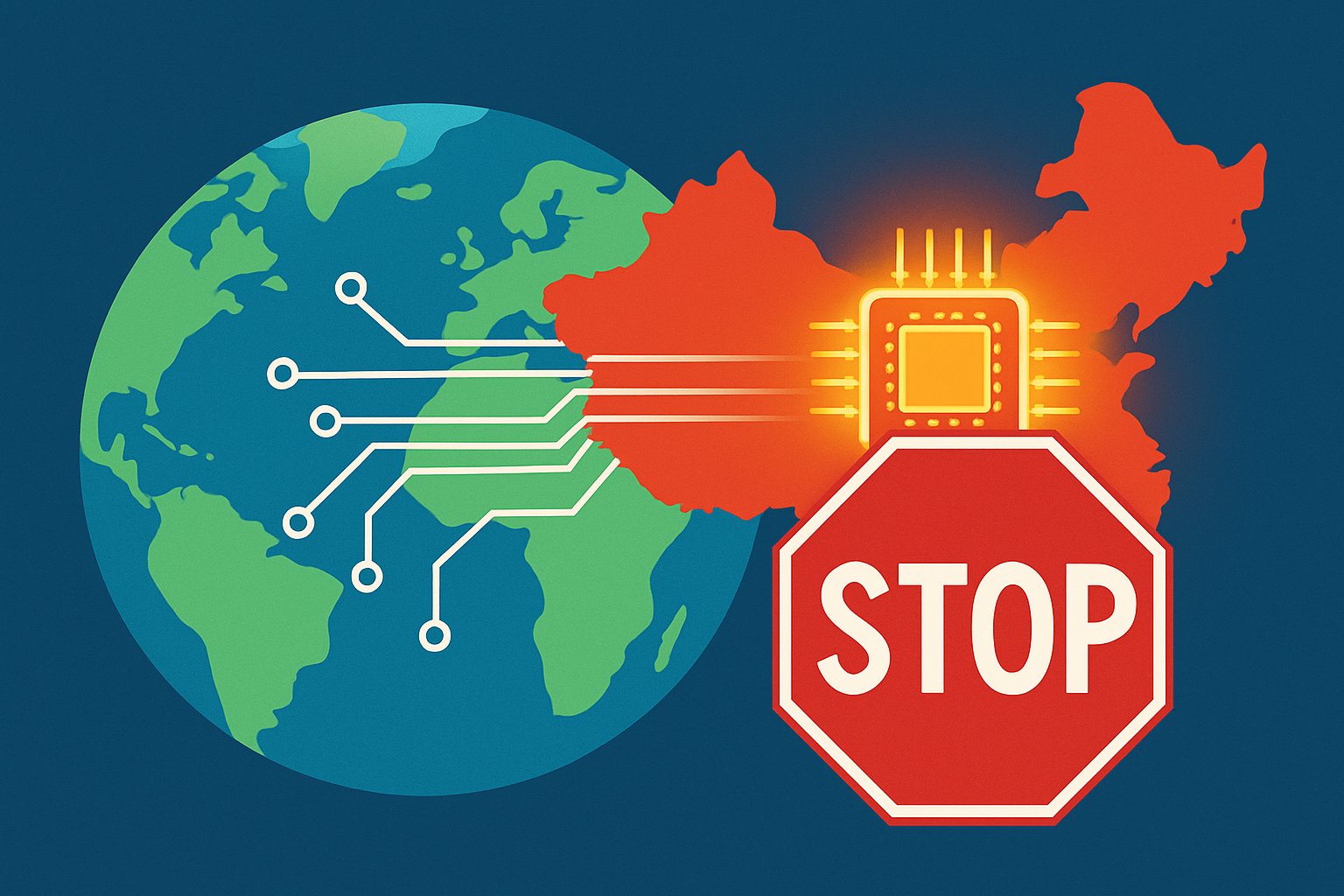 Global semiconductor connections disrupted by China's AI chip export ban.