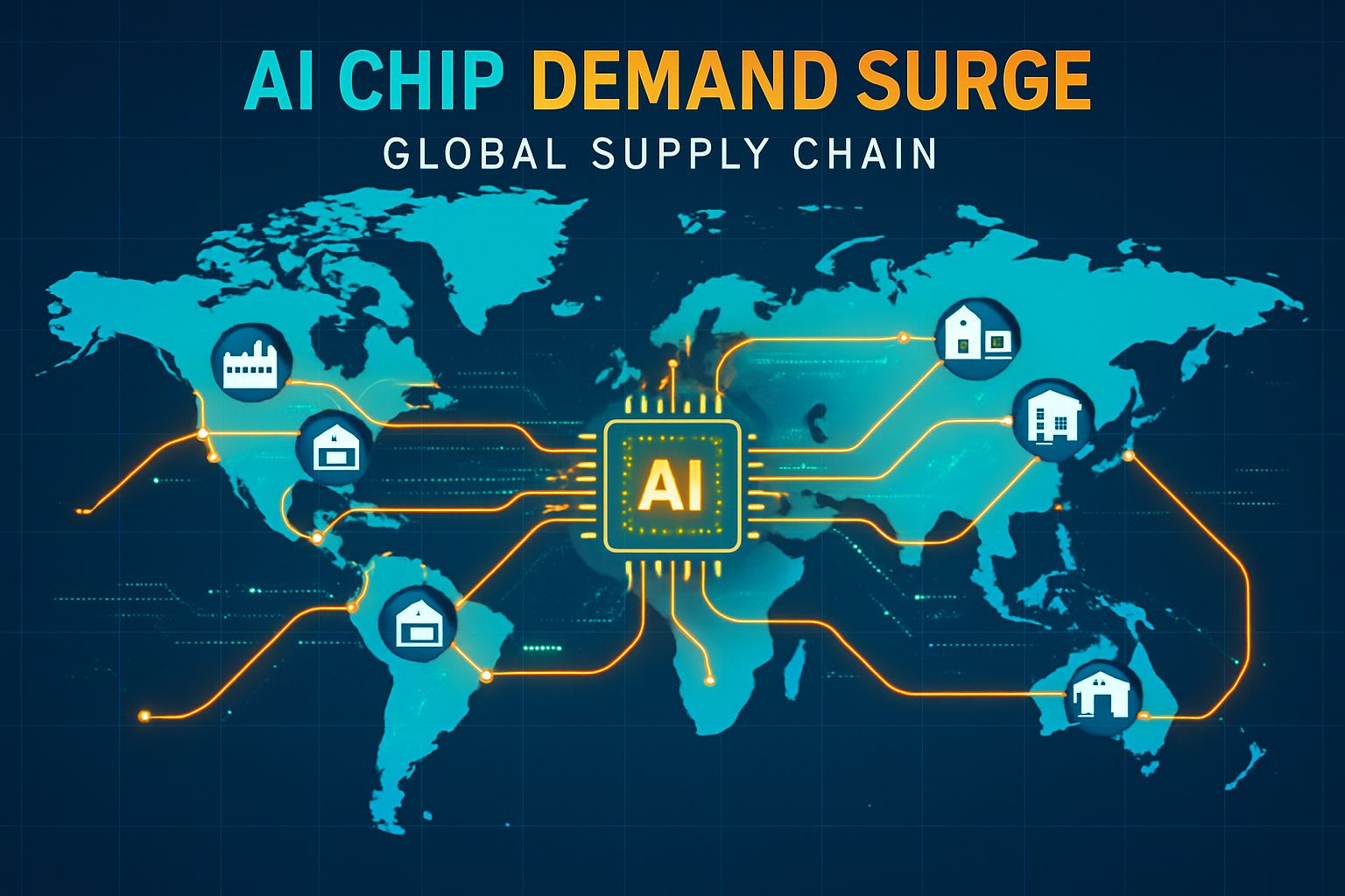 Map of global AI Chip Demand Surge impacting Nvidia Blackwell supply chains.