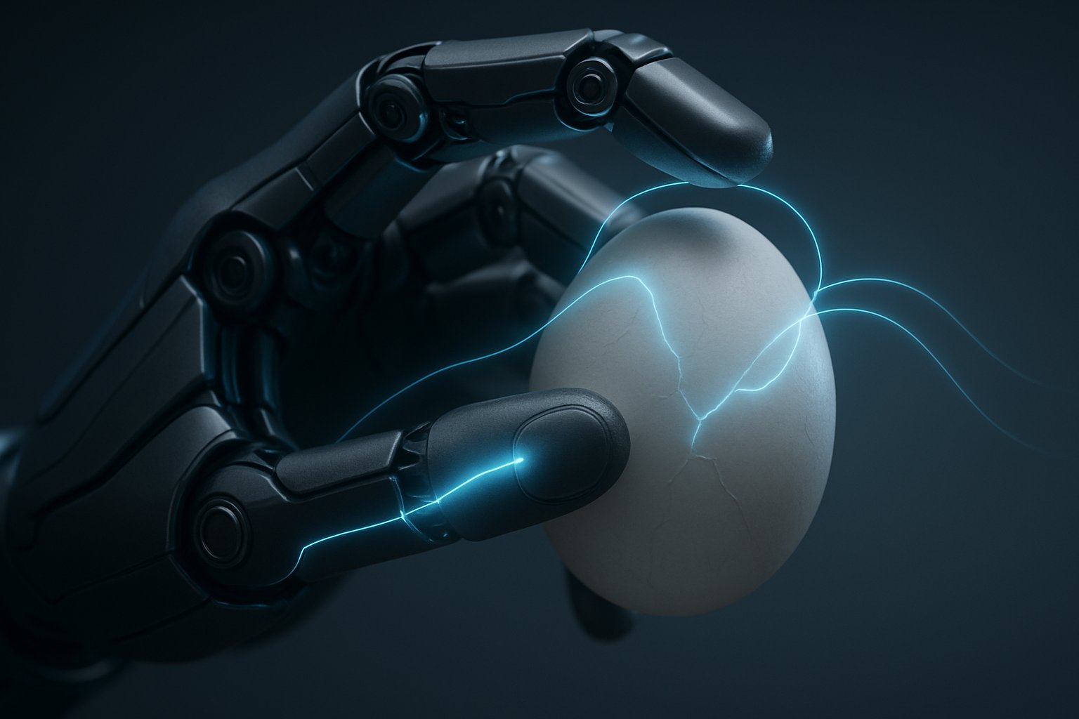 Industrial Tech robotic hand using haptic feedback technology for precise control.