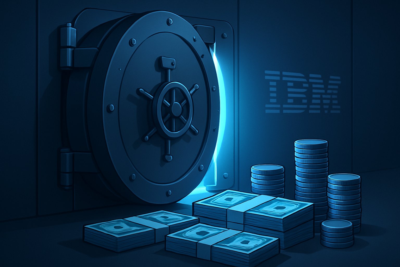 IBM vault of cash highlights robust financial stability and security.
