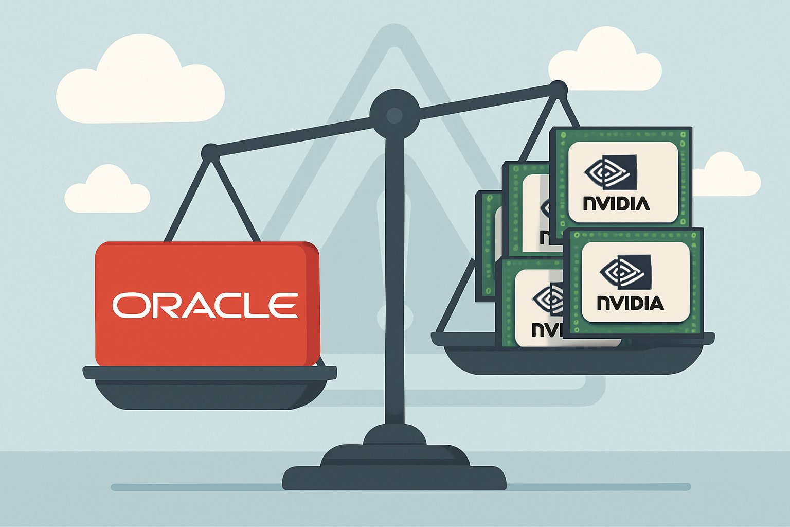 Balance scale image illustrating customer concentration risk for Oracle due to Nvidia reliance.