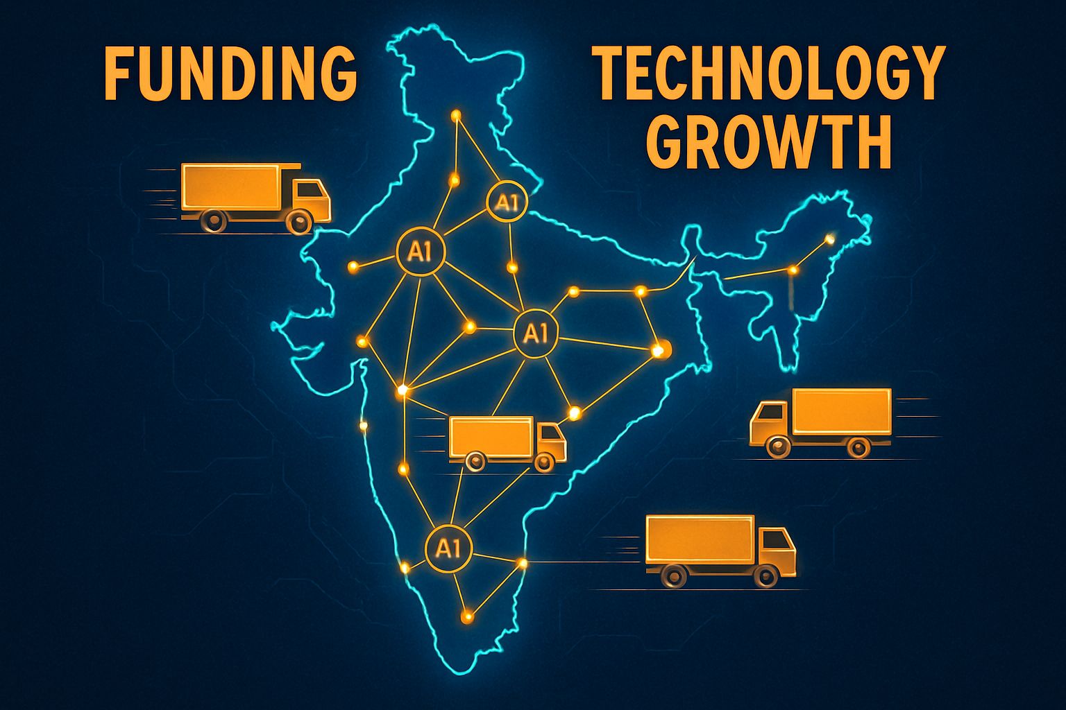 Indian map showing AI logistics funding impact on fulfilment routes.
