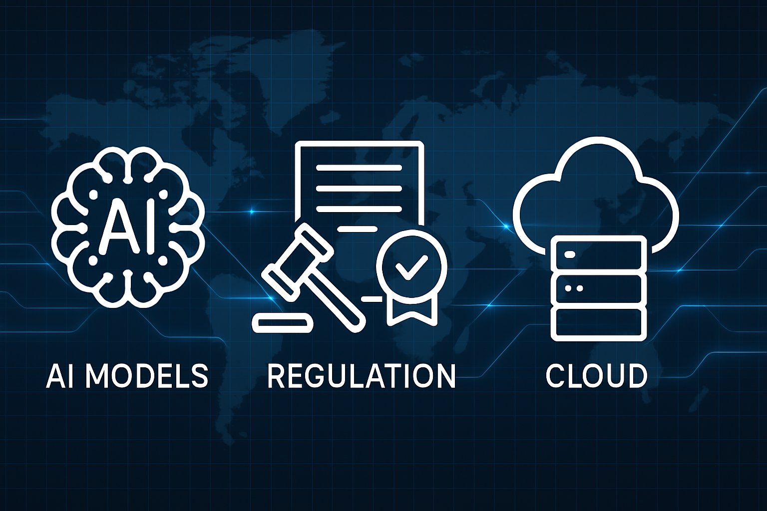 AI trend summary infographic showing models, policies, and infrastructure advances.