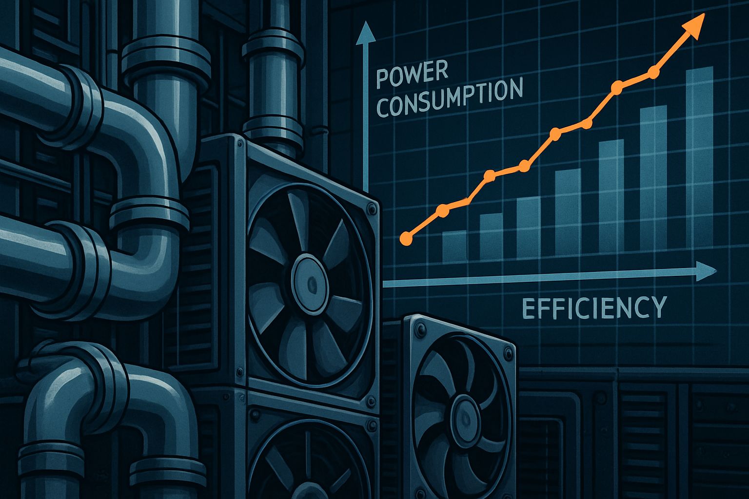 Advanced infrastructure cooling systems managing AI energy demand in data centers.