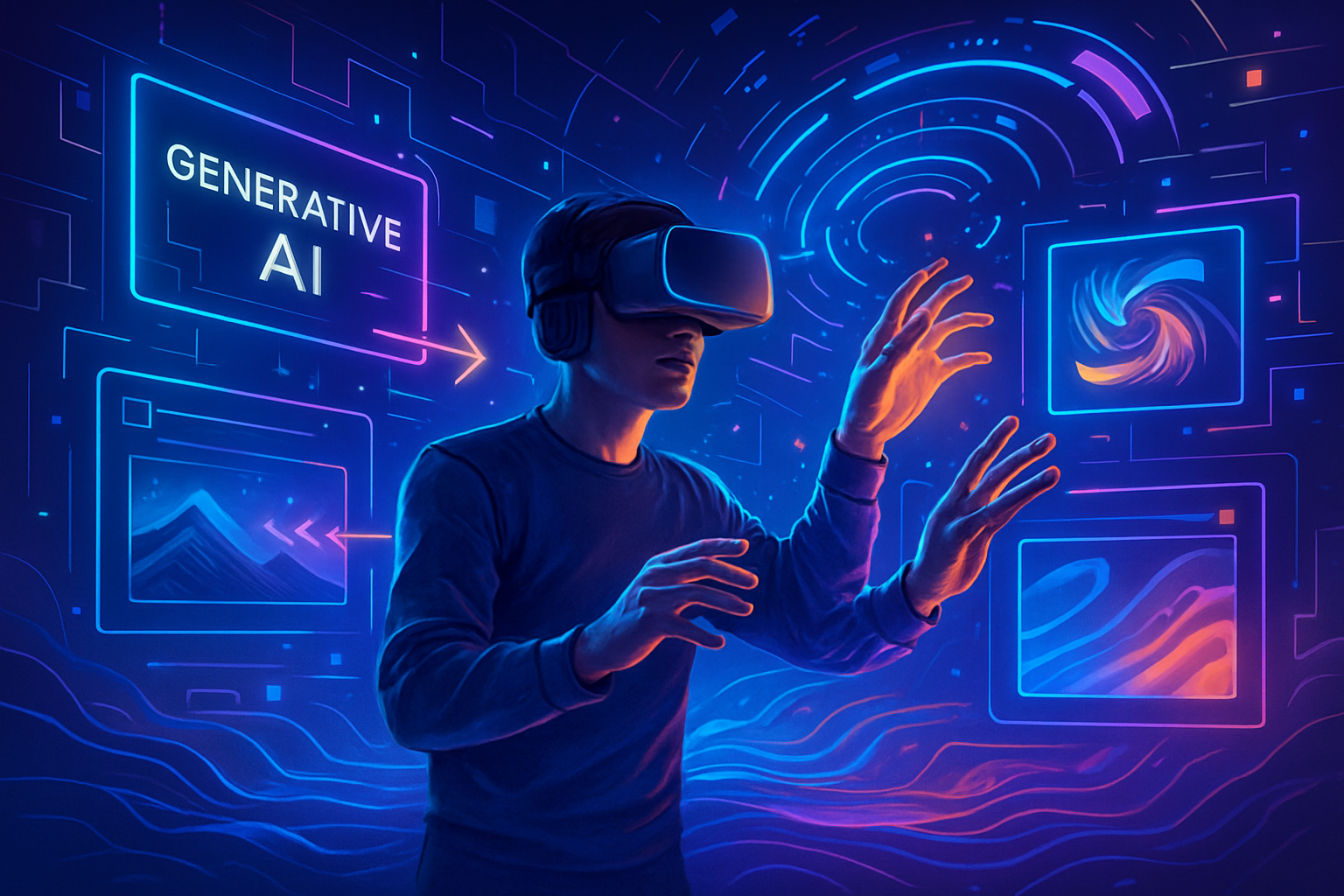 VR user edits virtual world using generative video AI for interactive gaming