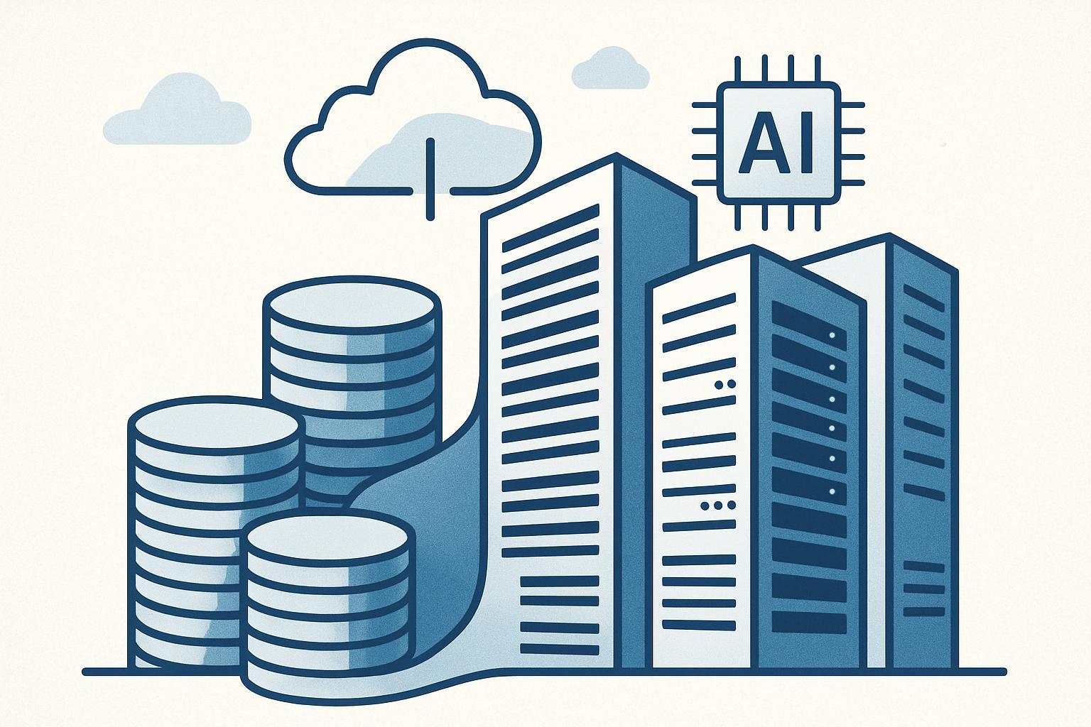 Meta hyperscaler infrastructure commitment illustrated with financial investment and tech symbols.