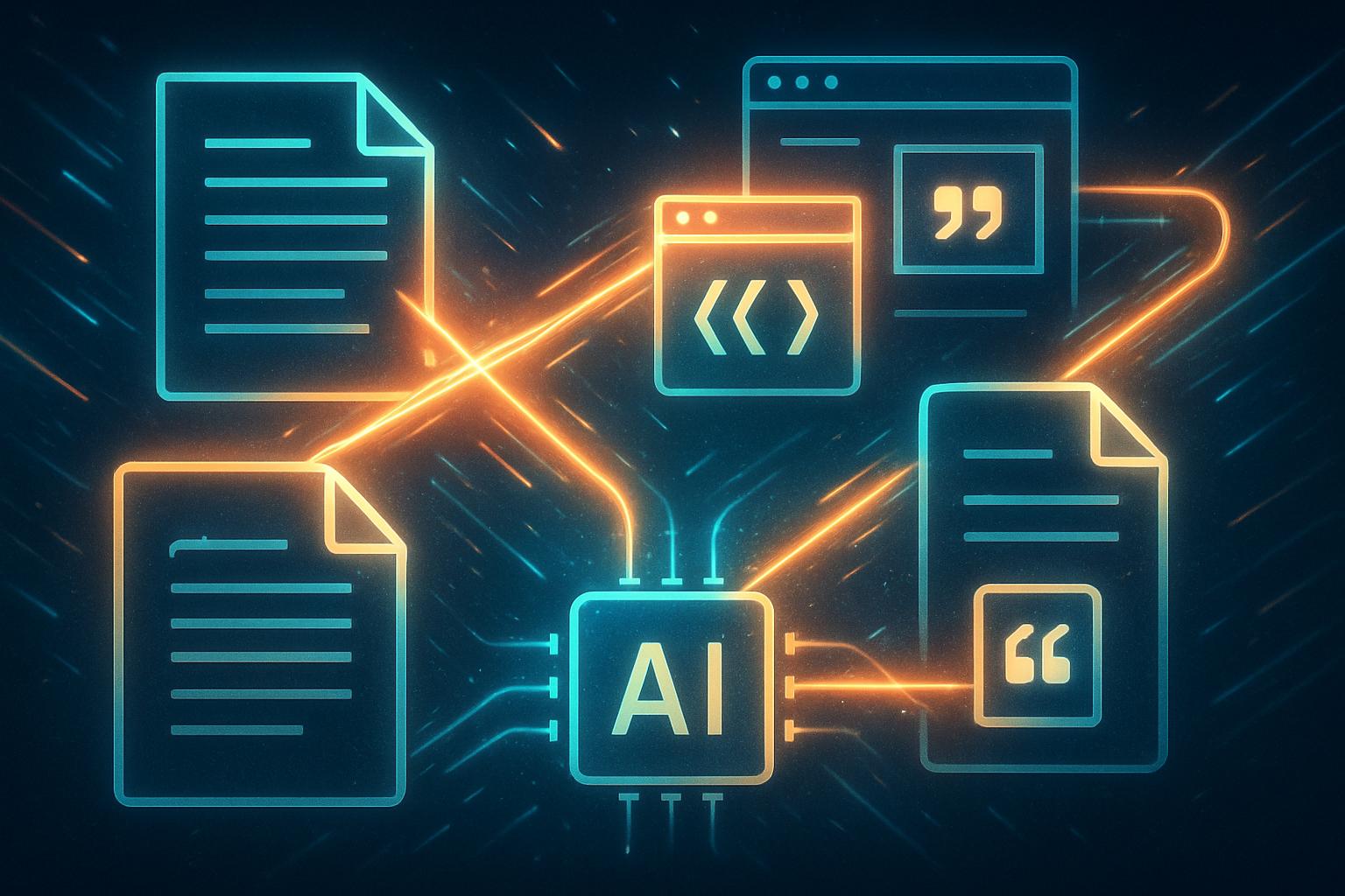 AI system exchanging real-time citation retrieval data between sources