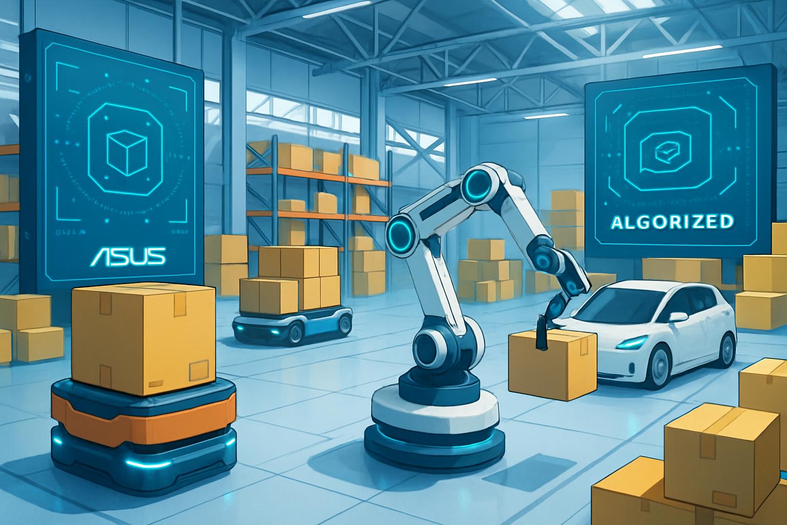 ASUS and Algorized Edge AI optimizes warehouse automation with autonomous logistics robots.
