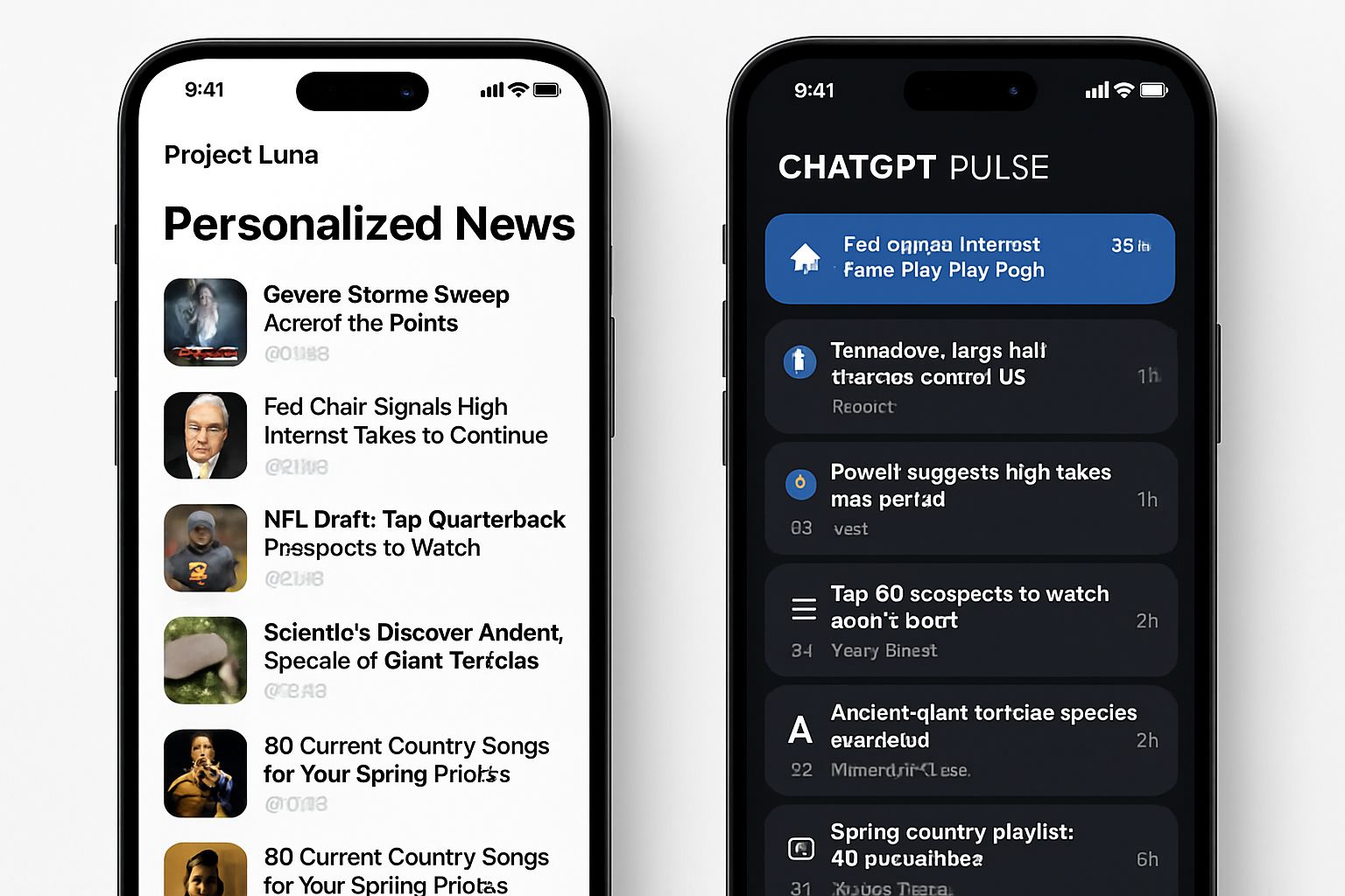 Personalized News digests comparison between Meta Project Luna and ChatGPT Pulse
