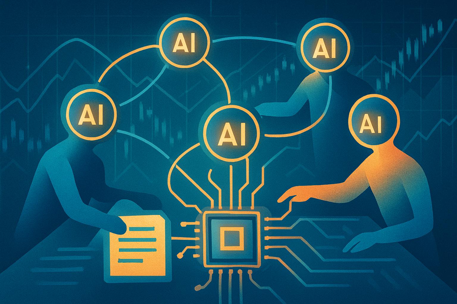 Multi-agent AI collaborating on digital documents for advanced B2B Automation in procurement.