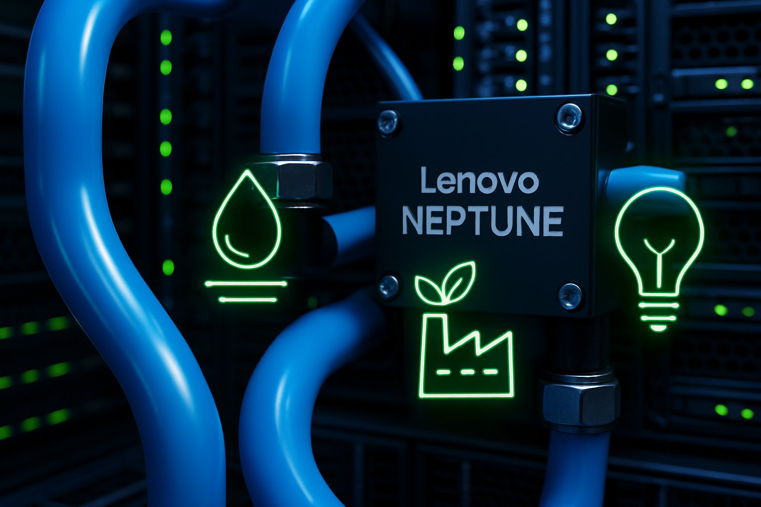 Lenovo Neptune cooling system demonstrating sustainable computing efficiency.