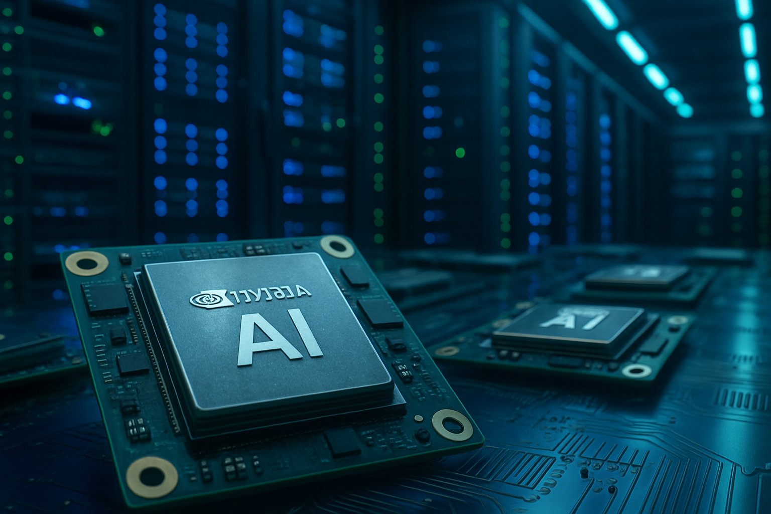 Advanced Nvidia AI chips powering data centers due to increasing AI Chip Demand.