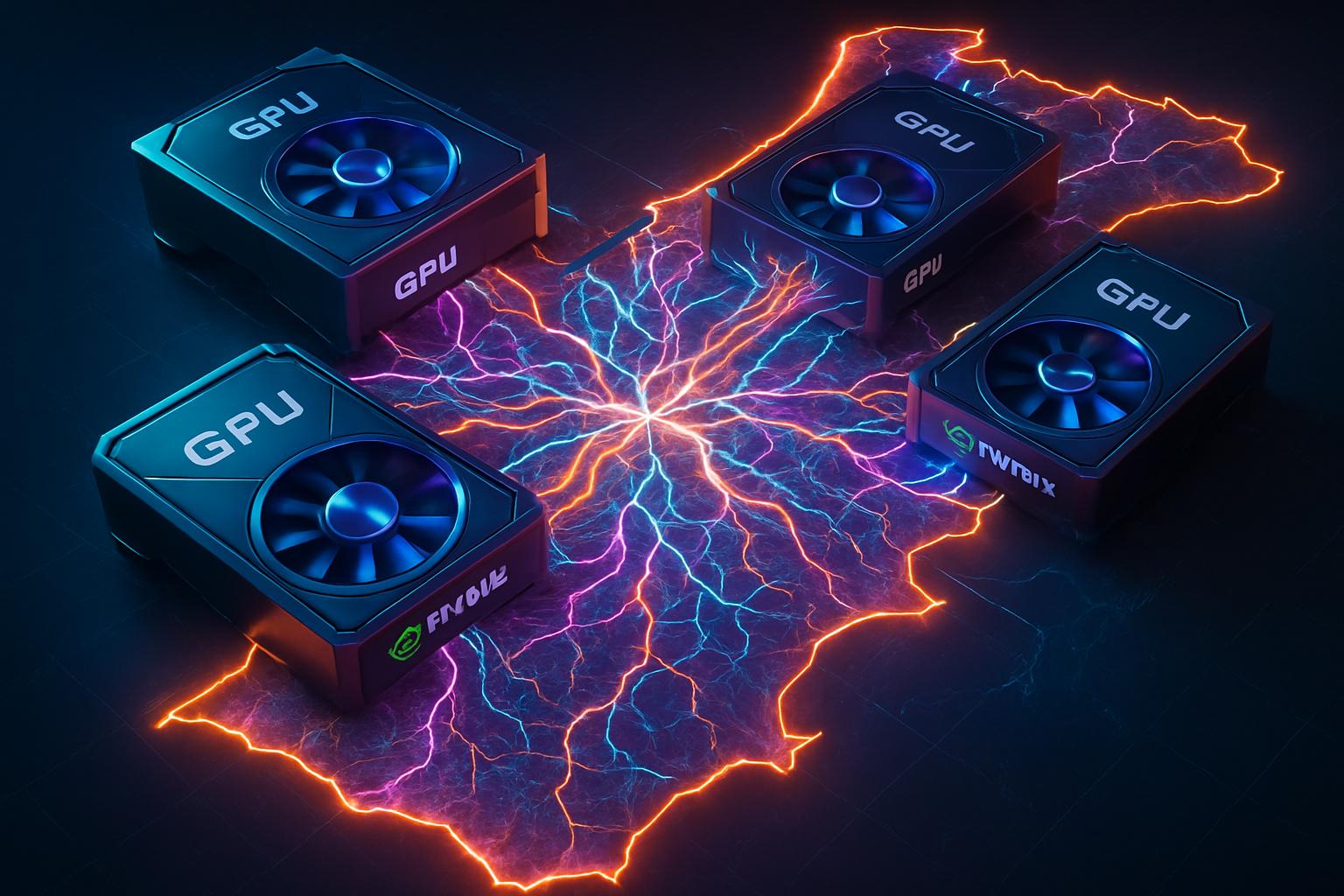 AI infrastructure featuring NVIDIA GPUs network over Portugal digital map.