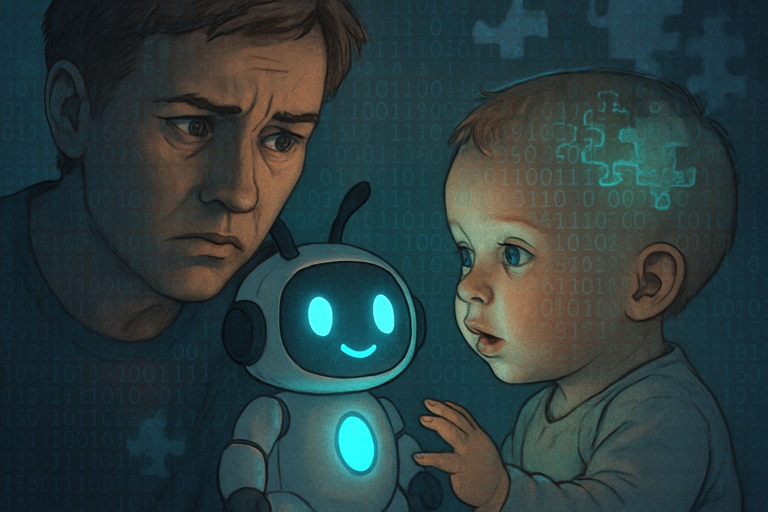 Parent monitoring AI toy interaction highlighting Child Development concerns.