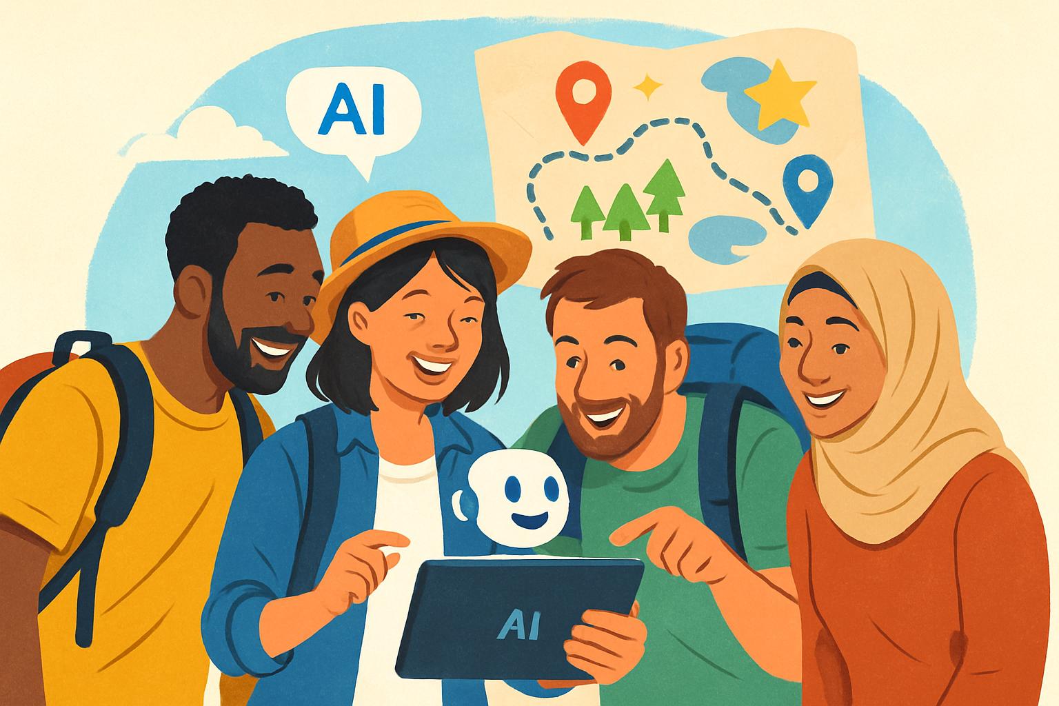 AI in Travel helping diverse travelers plan a personalized itinerary