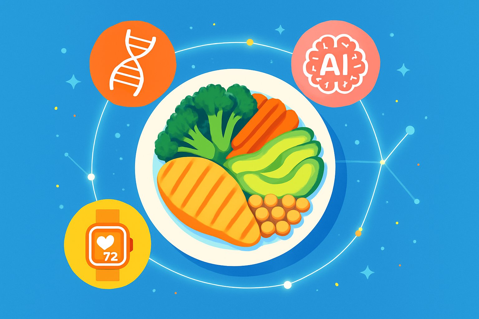 Nutrition AI personalized meals based on DNA, AI, and wearable metrics.