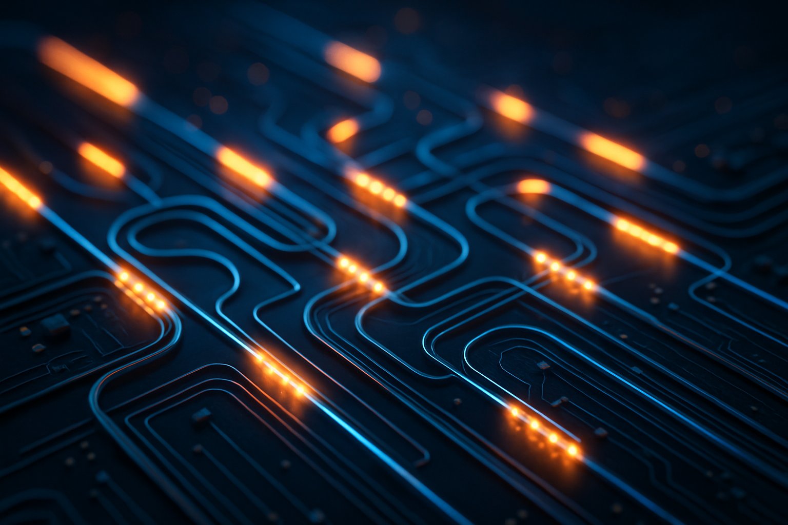 Light beams travel through photonic circuits in the optical computing breakthrough.