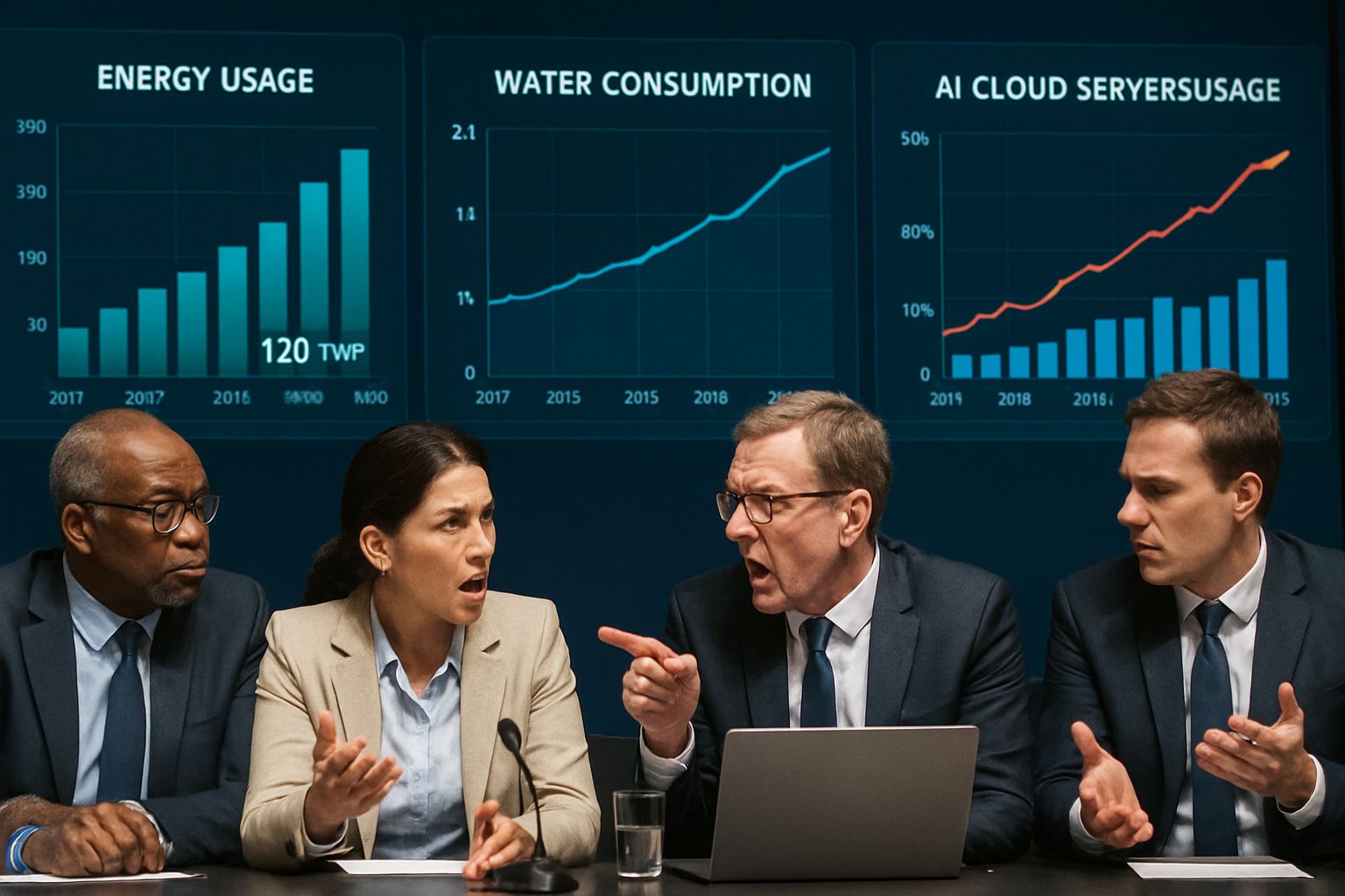 Policymakers debate AI Energy Footprint data at international conference panel.