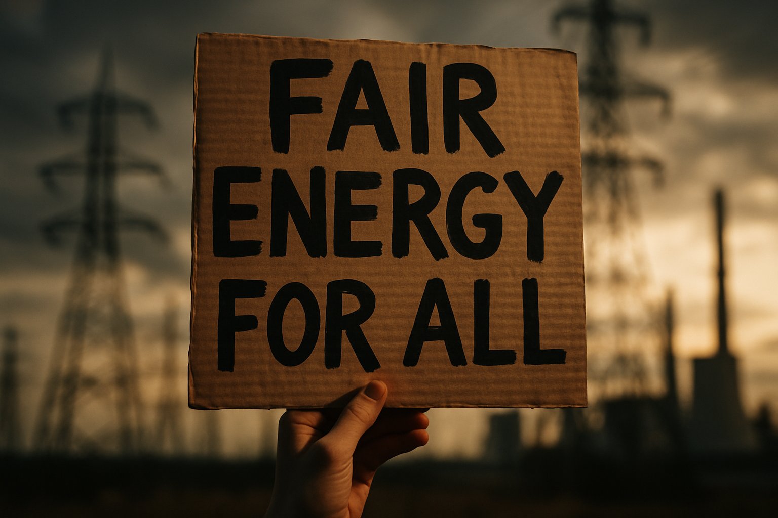 Protester holds sign at Infrastructure Protest addressing data center grid upgrades.