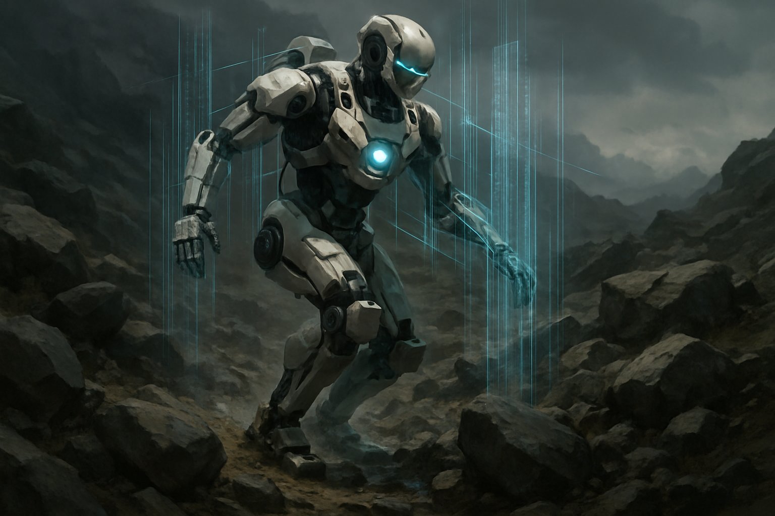 Real-time adaptation in robotics with a humanoid robot on dynamic terrain.