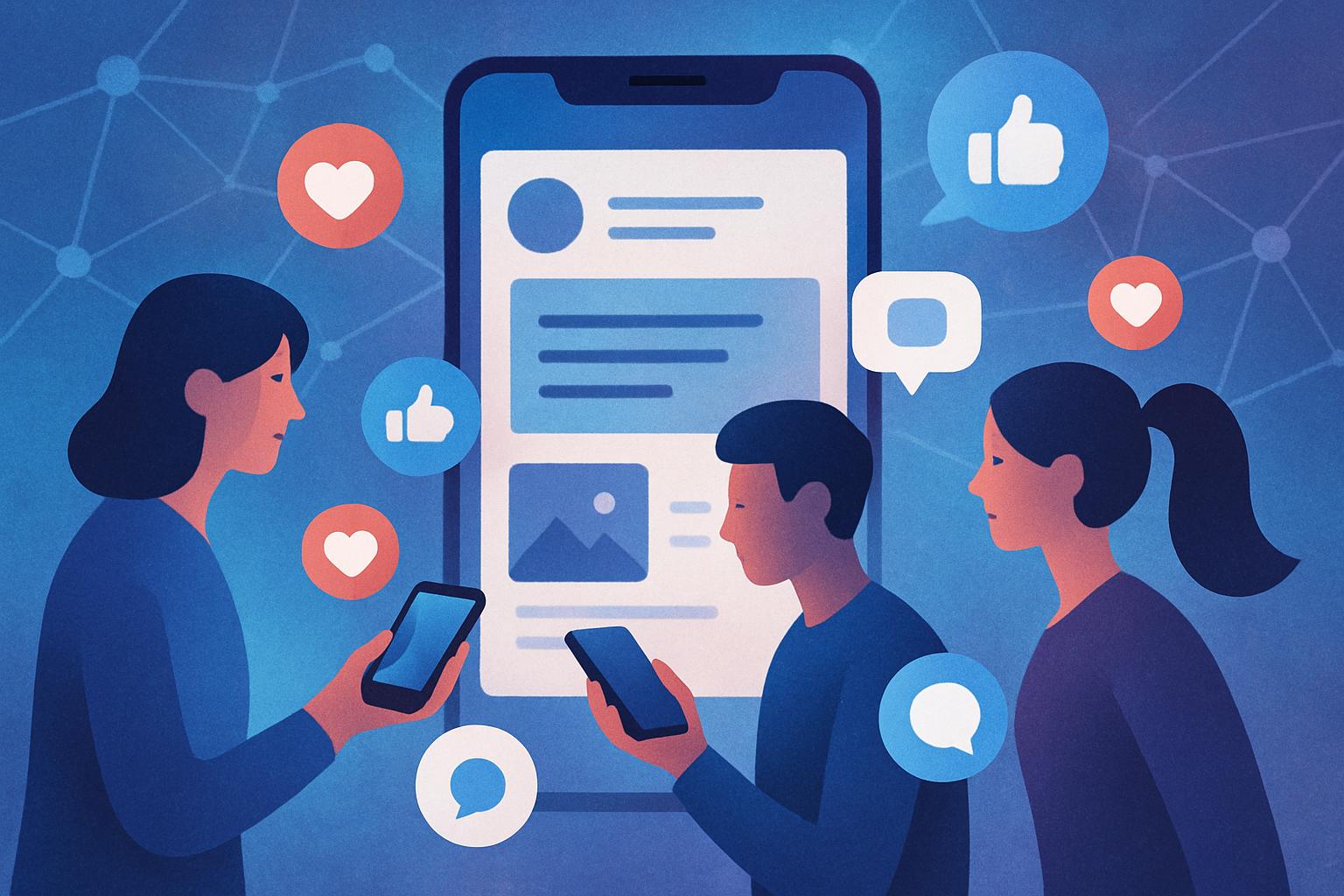 Digital illustration highlighting platform retention strategy with user engagement in an in-app browser environment.