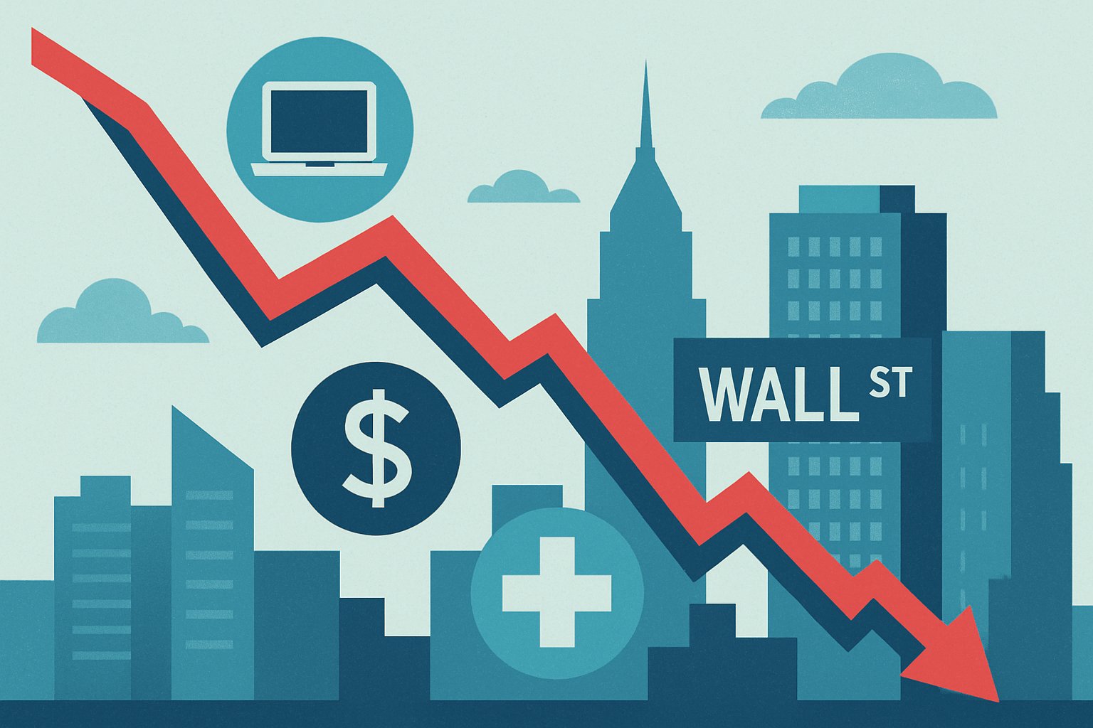 Infographic visualizing broad market weakness across major sectors following AI stock retreat.