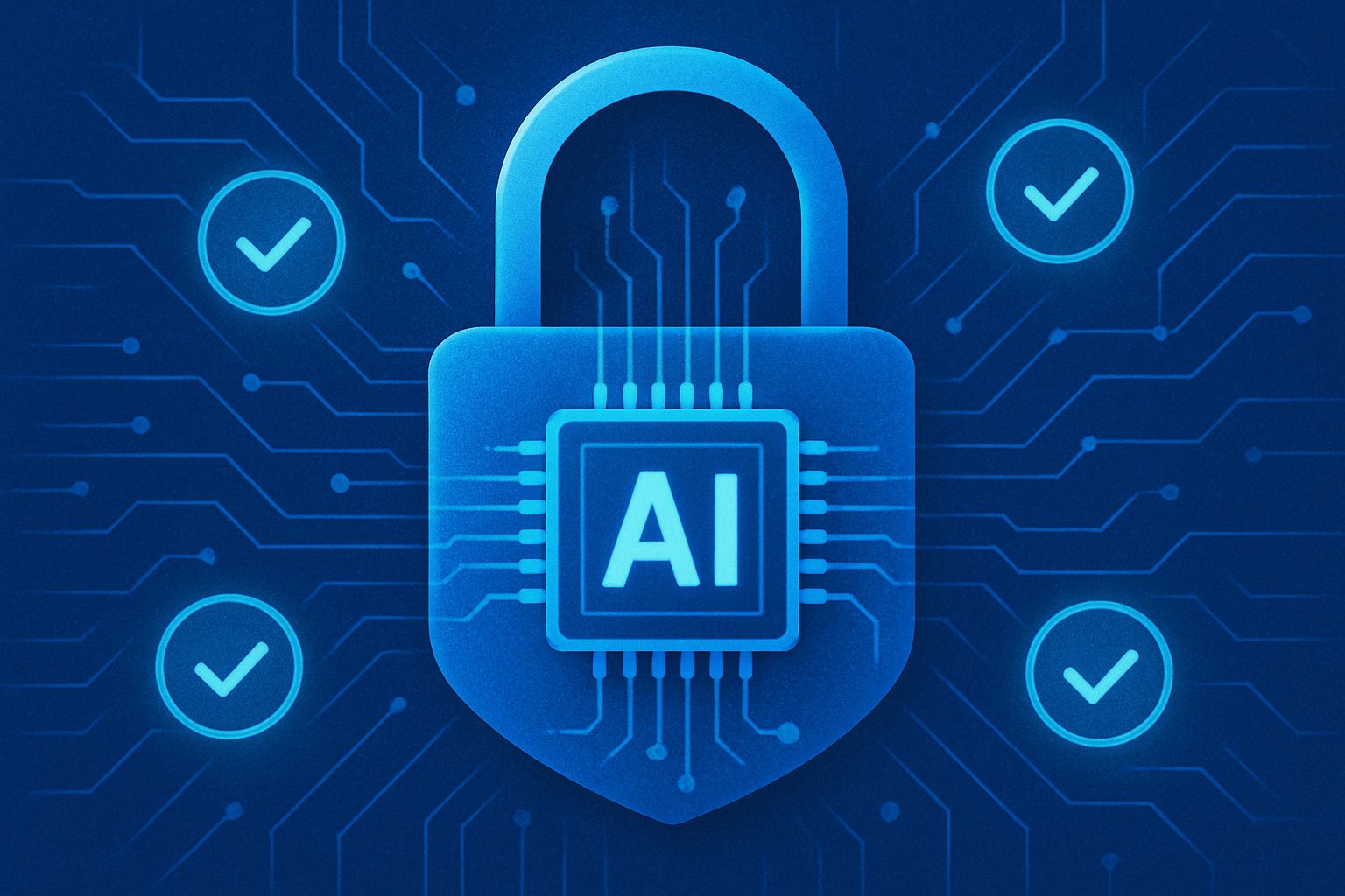 Public Sector AI security represented by an AI chip and compliance checkmarks.