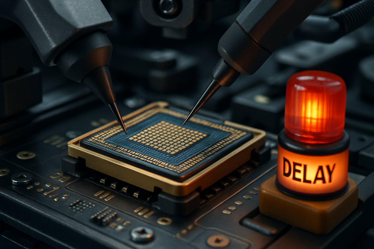 AI Supply Chain Strain affecting semiconductor chip packaging on assembly line