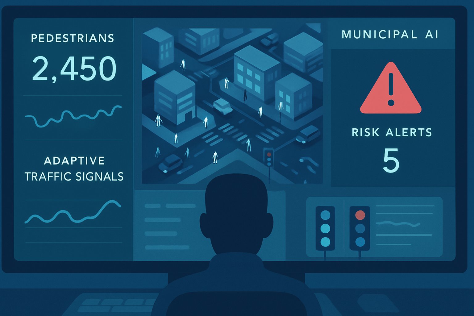 Municipal AI dashboard tracking pedestrian safety data during Sydney pilot.
