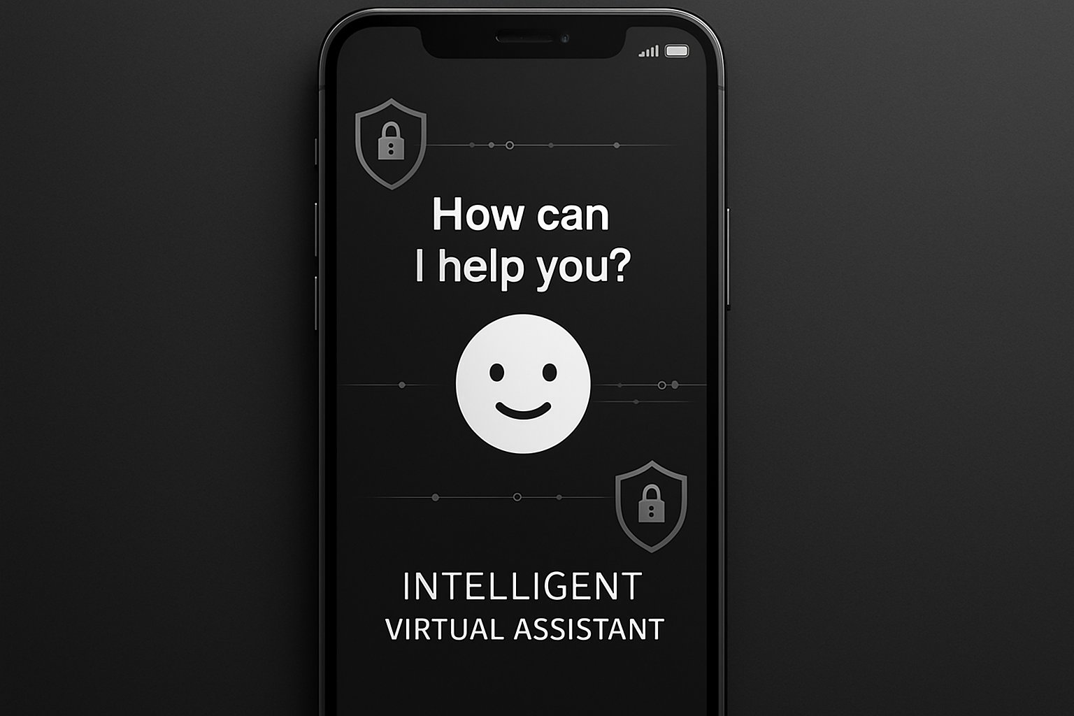 Mobile AI assistant interface highlights enhanced privacy and next-gen features.
