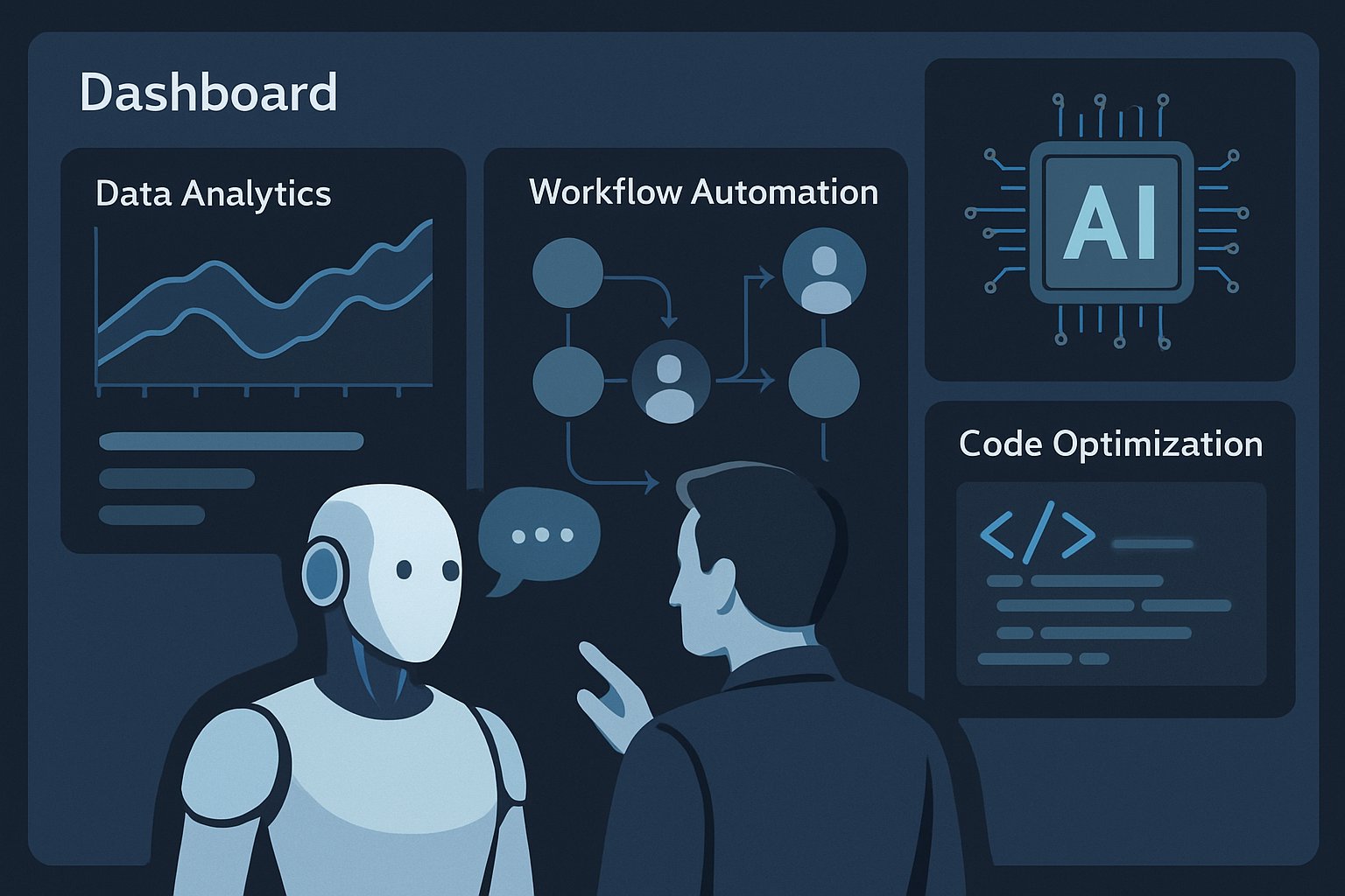 AI-powered dashboard optimizing developer productivity with automated coding and analytics.