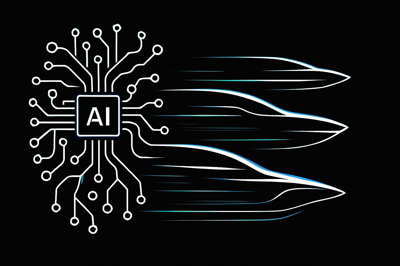 Accelerated Model Architecture depicted with streamlined neural pathways and digital highlights.