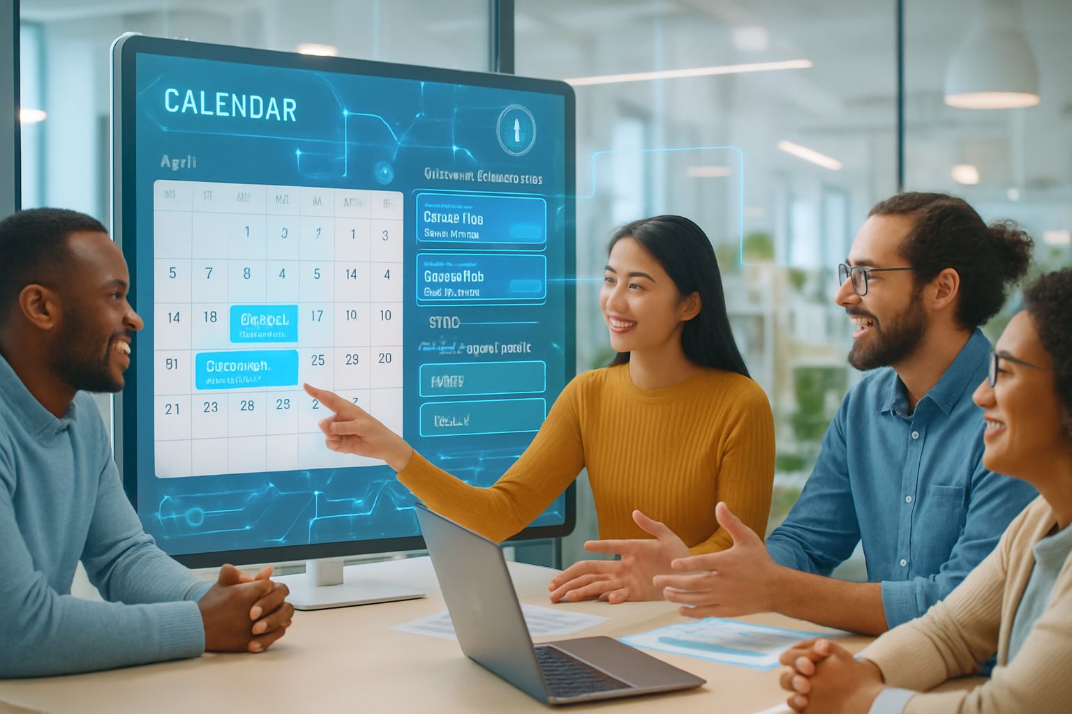 Team uses collaborative AI calendar integration for synchronized scheduling.