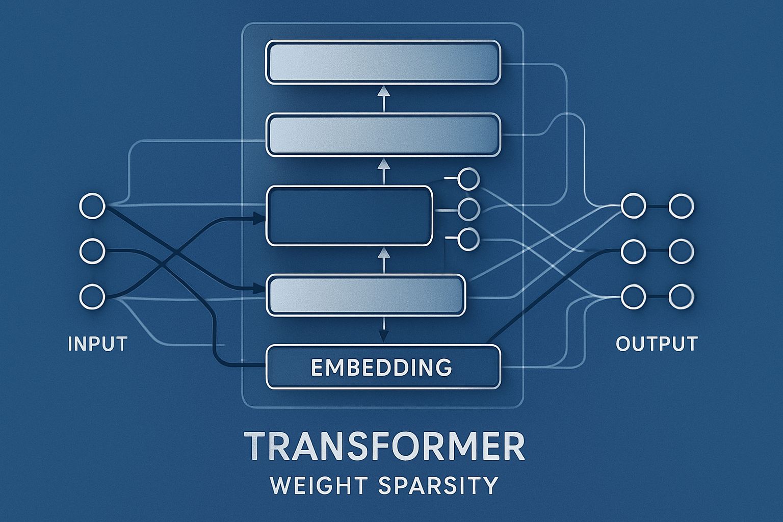 Transformer schematic highlighting weight sparsity in mechanistic interpretability AI
