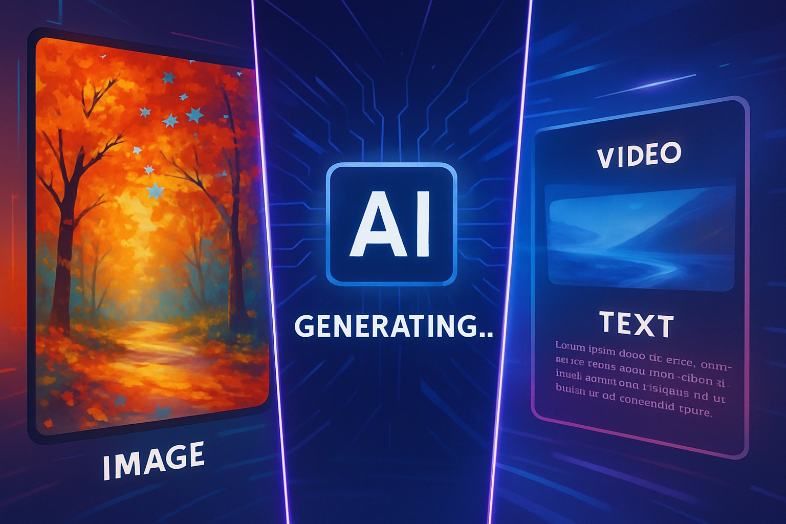 AI engine performing Multimodal generation for image, video, and text content.