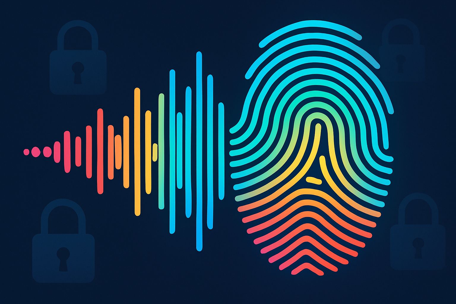 Fingerprint soundwave symbolizing unique watermark for media security
