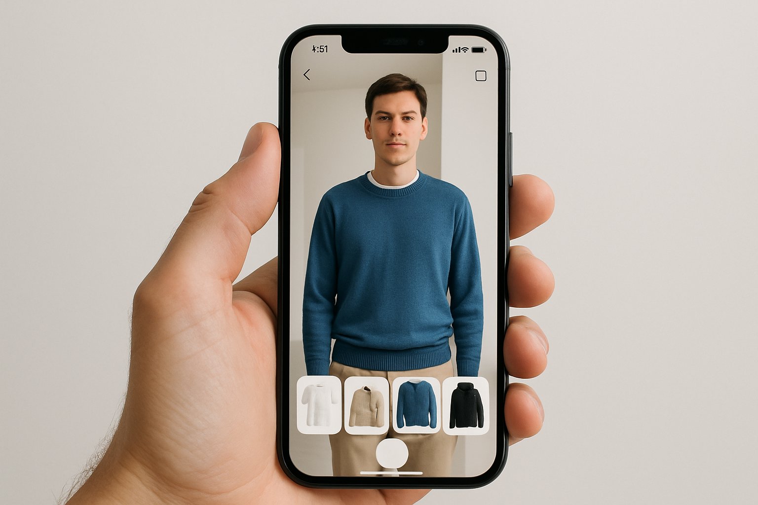 Retail Tech AR app demonstrating virtual clothing try-on for D2C brands